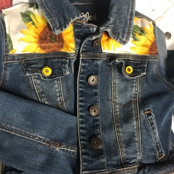 Custom Girls Denim SUNFLOWER Jacket - Picture 1 of 2